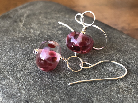 Handmade glass earrings - frit - OMG pink