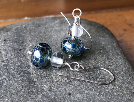 Handmade glass earrings - luna - blue