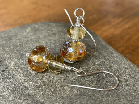 Handmade glass earrings - LUNA - orange