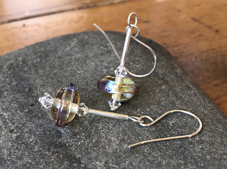 Handmade glass earrings - silver magic - aurae