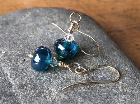 Handmade glass earrings - simple drop - elektra [Gold-filled]