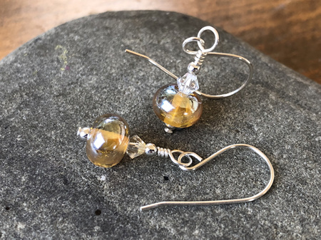 Handmade glass earrings - simple drop - helios
