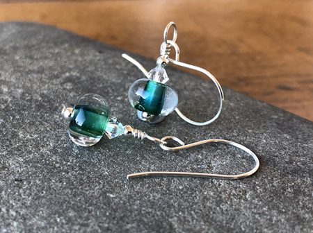 Handmade glass earrings - simple drop - lemuria core