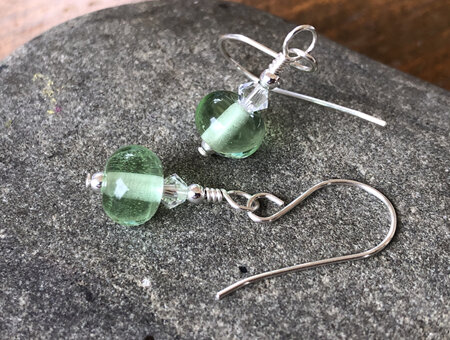 Handmade glass earrings - simple drop - pale emerald