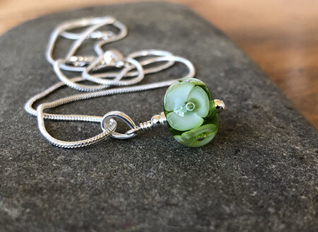 Handmade glass pendant - bubble flower - green