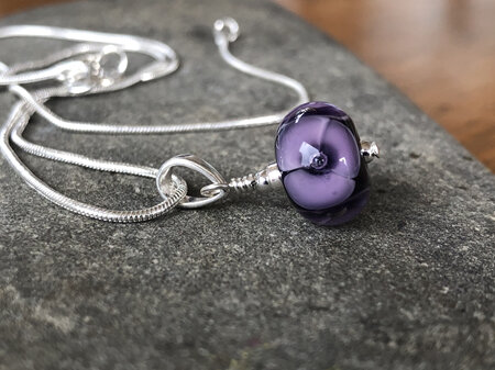Handmade glass pendant - Bubble flower - Violet