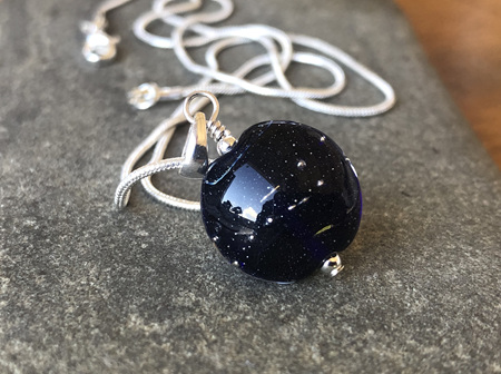 Handmade glass pendant - starry sky - rosetta