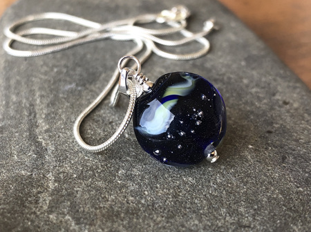 Handmade glass pendant - starry sky - rosetta (aurora)