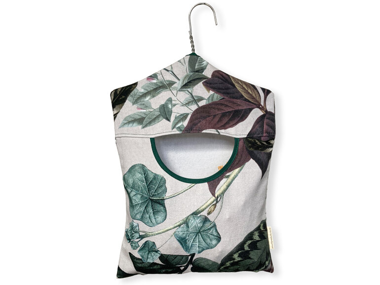 hanging cotton peg bag botanical leaves print