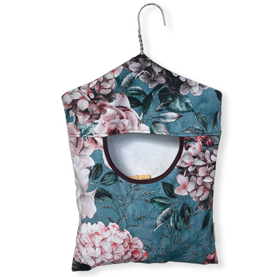 hanging cotton peg bag rose garden print
