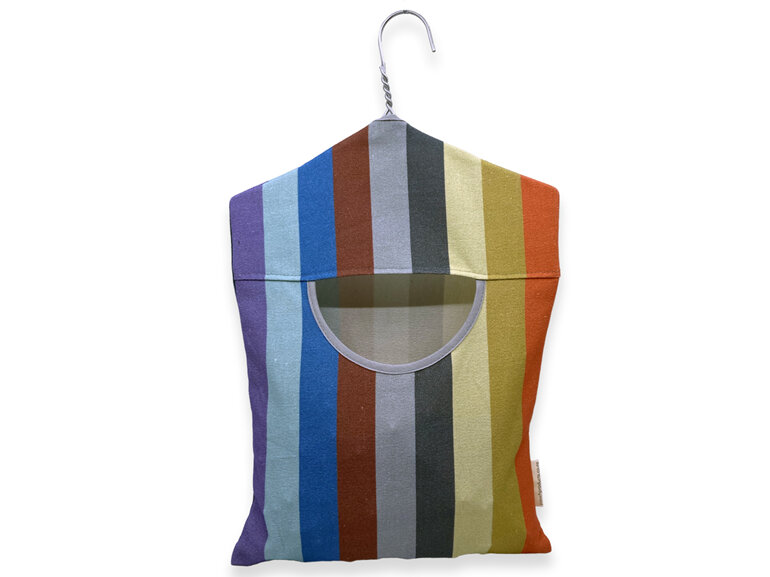 hanging peg bag stripes with grey trim