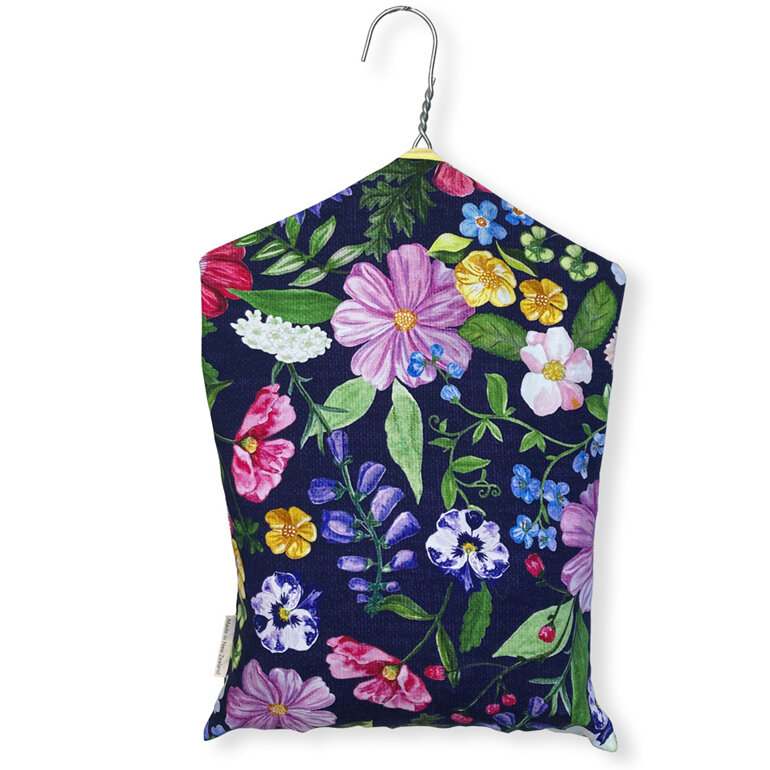 hanging peg pouch bright floral design back view