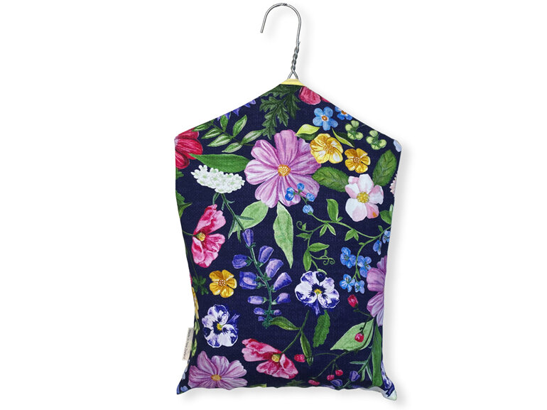 hanging peg pouch bright floral design back view