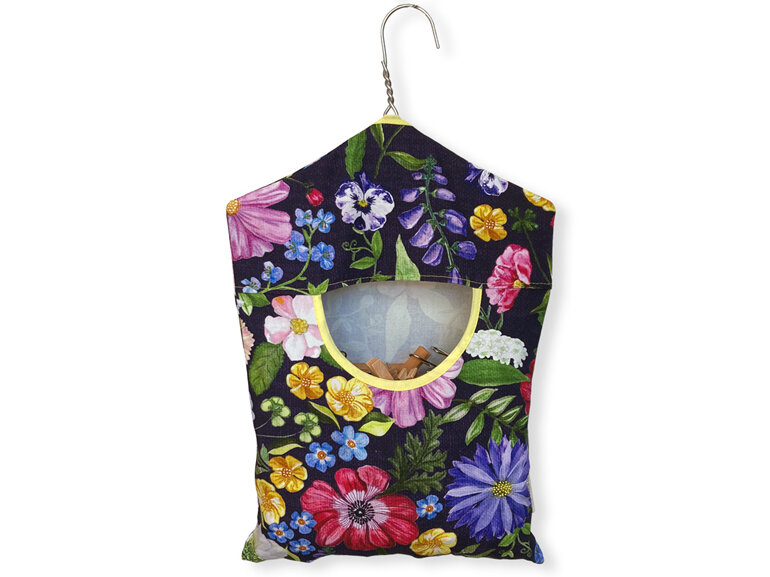 hanging peg pouch bright floral design front view