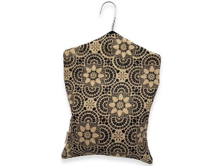 hanging peg pouch hessian geometric floral back view