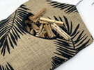 hanging peg pouch hessian palm leaf print shown with pegs