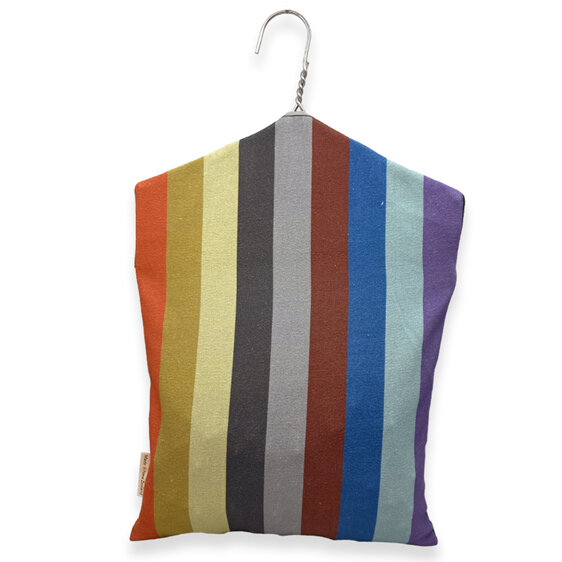 hanging peg pouch stripes with grey trim rear view
