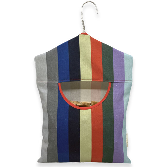hanging peg pouch stripes with red trim