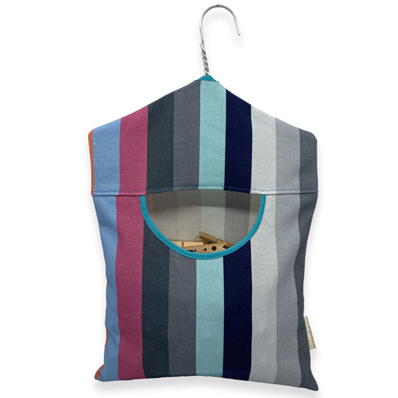 hanging peg pouch stripes with teal trim