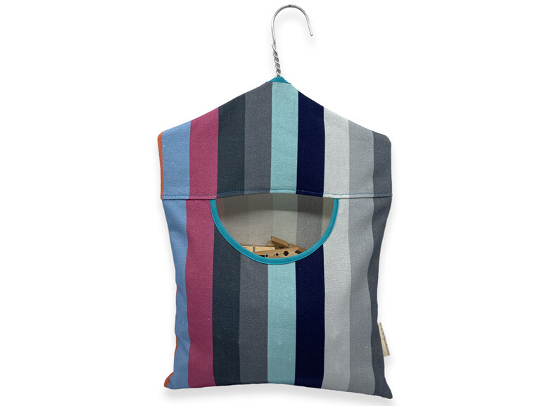 hanging peg pouch stripes with teal trim