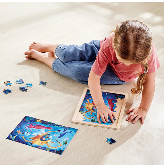Hape Double Sided Colouring Activity Puzzle Ocean Rescue 48 Pieces