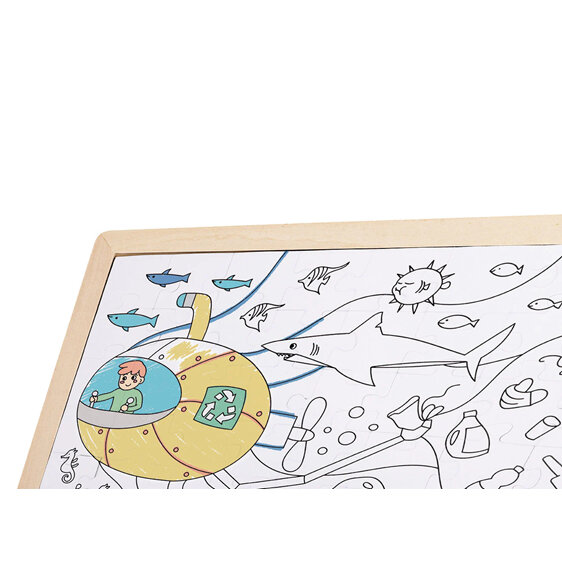 Hape Double Sided Colouring Activity Puzzle Ocean Rescue 48 Pieces