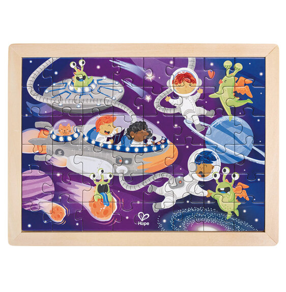 Hape Double Sided Colouring Activity Puzzle Space Friends 48 Pieces