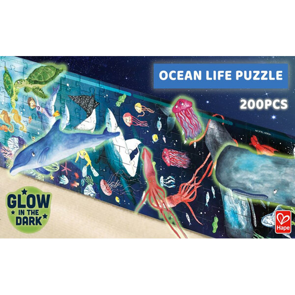 Hape Glow in the Dark Ocean Life 200 Piece Giant Puzzle