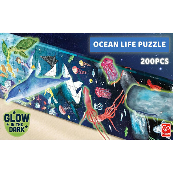 Hape Glow in the Dark Ocean Life 200 Piece Giant Puzzle kids