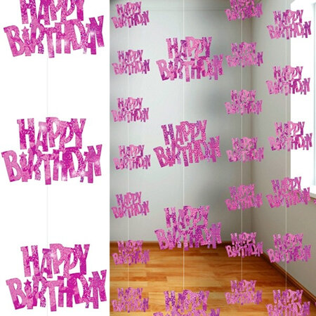 Happy Birthday Glitz Pink Hanging Decoration