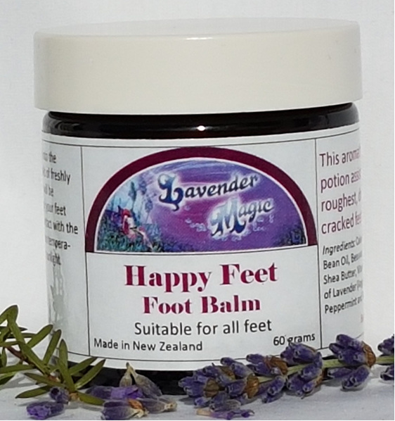Happy Feet foot balm made in New Zealand by Lavender Magic