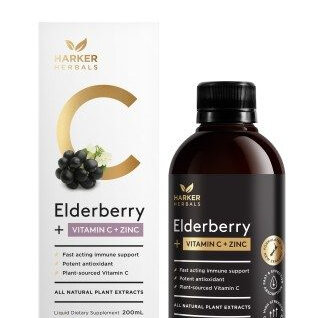 Harker Herbals Be Well Range - Elderberry Vitamin C + Zinc 200ml