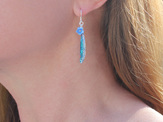 harmony earrings feathers blue flowers forget me not sterling silver lilygriffin