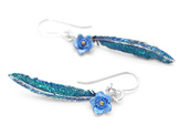harmony earrings feathers blue flowers lily griffin nz boho sterling silver