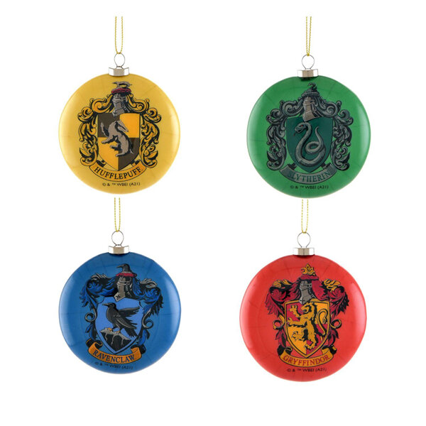 Harry Potter Christmas Bauble Discs Hogwarts Houses Set of 4