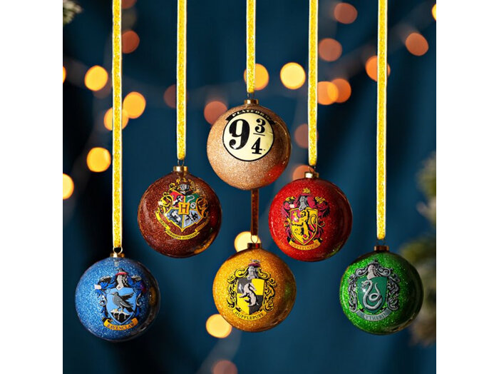 Harry Potter Christmas Glitter Baubles Set of 6