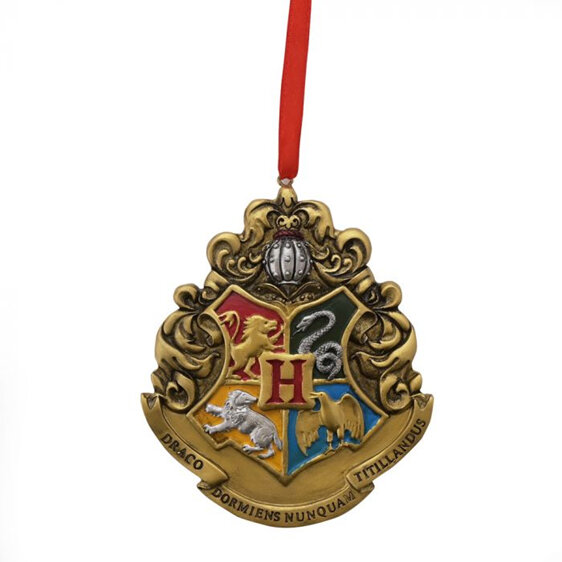Harry Potter Christmas Tree Decoration Set of 3 wand broom hogwarts crest