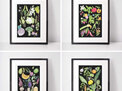 "Harvest Collection" set of 4 Black Background