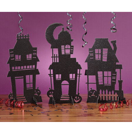 Haunted House Glitter Centrepieces x 3