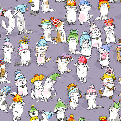 Having A Ball - Cats With Hats Purple