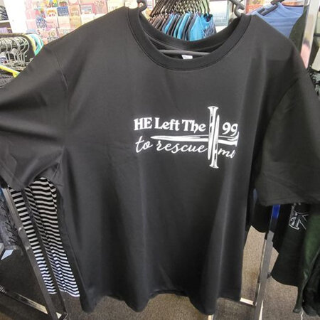 HE LEFT THE 99 TO RESCUE ME Adults Top  (black)
