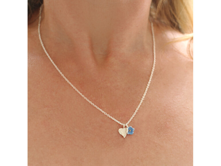 heart forget me not flower blue sterling silver necklace lily griffin nz made