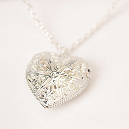 Heart Locket Necklace - Silver Plated
