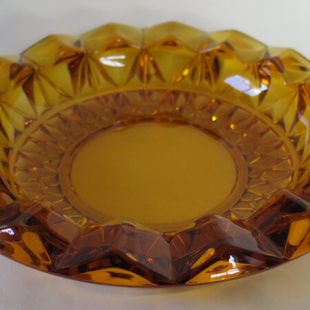 Heavy amber glass dish