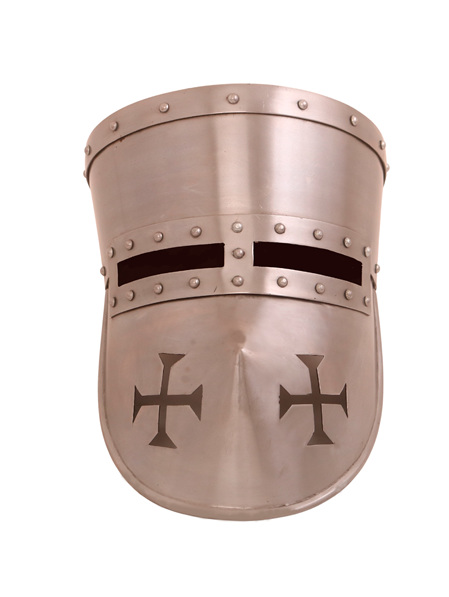 Helmet 10 - 12th Century Plain Pot Helm with Face Guard