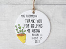 Help Me Grow  Teacher's Personalised Ceramic Christmas Ornament