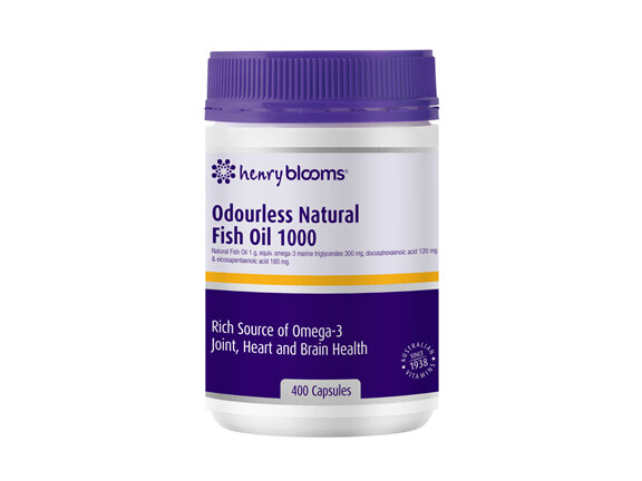 Henry Blooms Natural Fish Oil Odourless 1000mg 400 cap