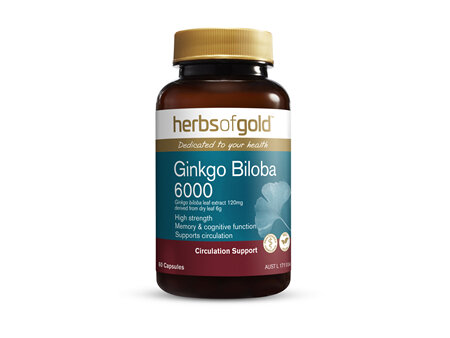 Herbs Of Gold Ginkgo Biloba 6000 60 Capsules