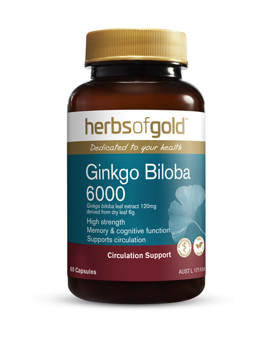 Herbs Of Gold Ginkgo Biloba 6000 60 Capsules