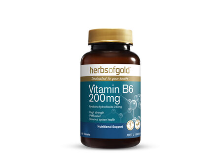 Herbs Of Gold Vitamin B6 200Mg 60 Tablets